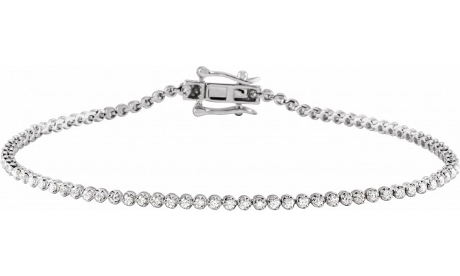 14K White 7/8 CTW Diamond Line 7  Bracelet