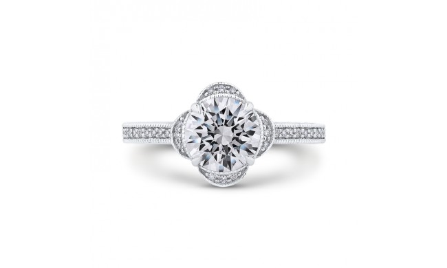 Shah Luxury 14K White Gold Round Diamond Halo Engagement Ring (Semi-Mount)