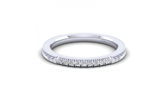 Gabriel & Co. 14k White Gold Victorian Diamond Wedding Band