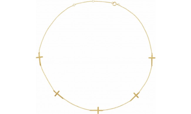 14K Yellow 5-Station Cross Adjustable 16-18u201d Necklace