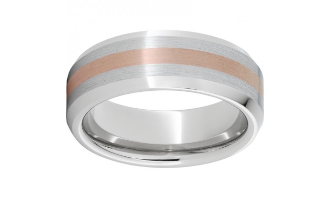 Serinium Beveled Edge Band with 2mm 14K Rose Gold Inlay and Satin Finish