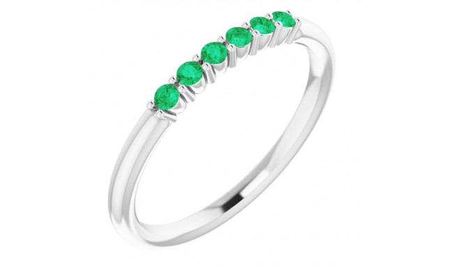 14K White Emerald Stackable Ring