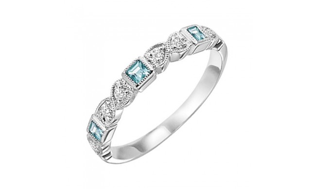 Gems One 10Kt White Gold Diamond (1/10Ctw) & Aquamarine (1/6 Ctw) Ring