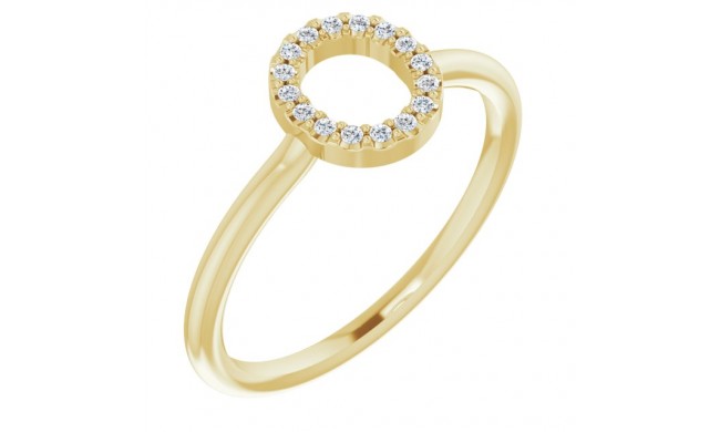 14K Yellow .08 CTW Diamond Initial O Ring