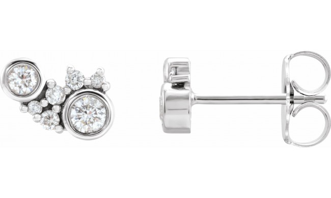14K White 1/4 CTW Diamond Scattered Bezel-Set Earrings