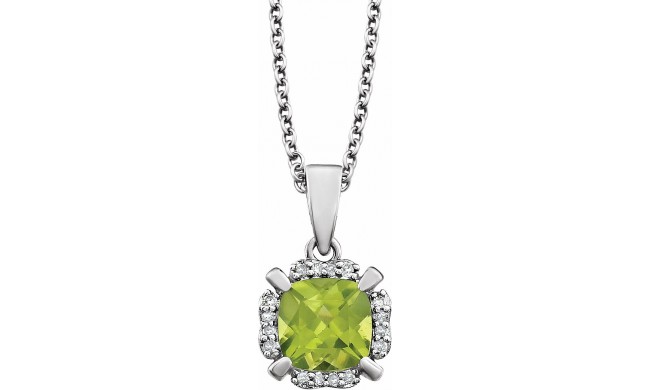 14K White Peridot & .05 CTW Diamond 18 Necklace
