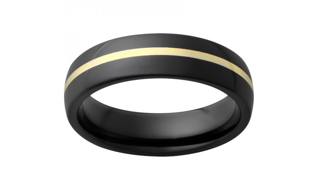 Black Diamond Ceramic Domed Band with 1mm 18K yellow gold Inlay