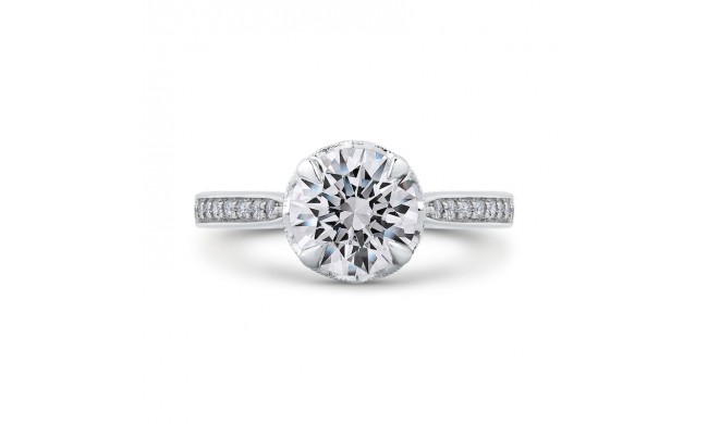 Shah Luxury 14K White Gold Round Diamond Engagement Ring (Semi-Mount)