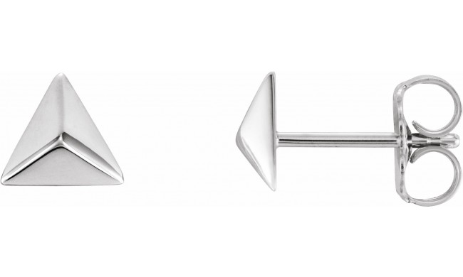 14K White Pyramid Earrings