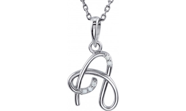 14K White .02 CTW Diamond Initial A 18 Necklace
