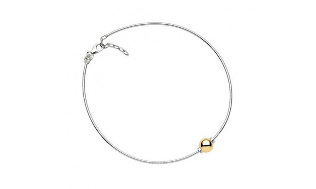 Sterling Silver 14K Gold Single Bead Anklet