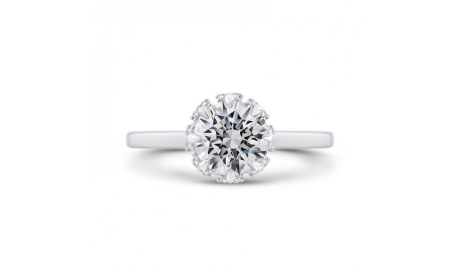 Shah Luxury 14K White Gold Round Cut Diamond Engagement Ring (Semi-Mount)