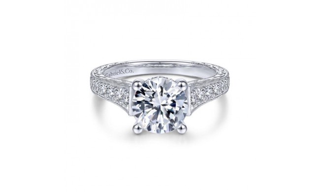 Gabriel & Co. 14k White Gold Victorian Straight Engagement Ring