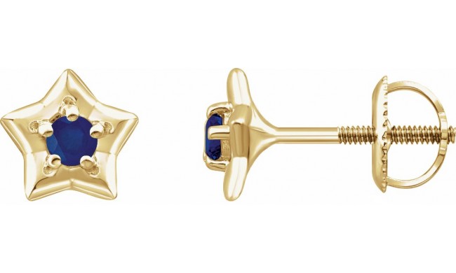 14K Yellow 3 mm Round September Youth Star Birthstone Earrings