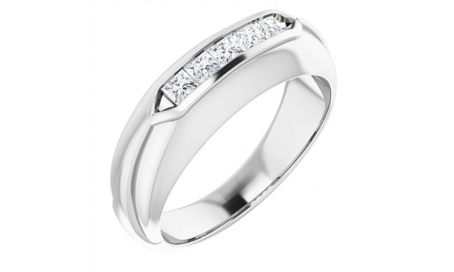 14K White 1/2 CTW Diamond Men's Ring