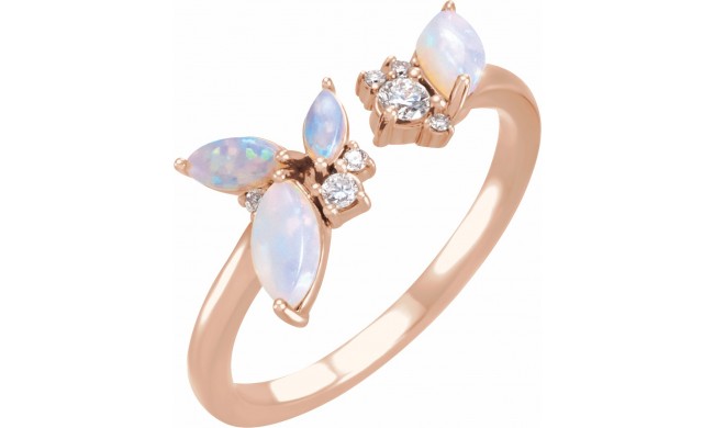14K Rose Australian Opal & 1/10 CTW Diamond Negative Space Ring