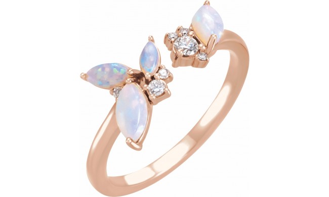 14K Rose Australian Opal & 1/10 CTW Diamond Negative Space Ring