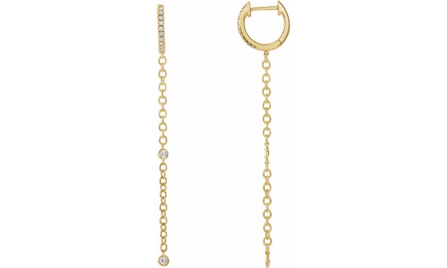 14K Yellow 1/4 CTW Diamond Hinged Hoop Chain Earrings