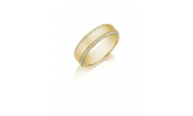Henri Daussi 7mm Men's Wedding Band MB1 14k Gold Yellow 0.95 Ctw.