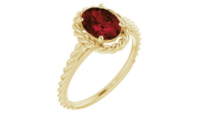 14K Yellow Mozambique Garnet Rope Ring