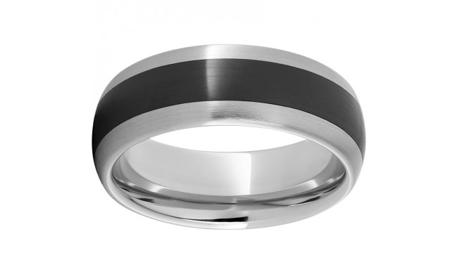 Serinium Domed Band with Black CeramicInlay and Satin Finish