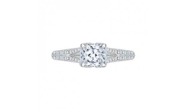 Shah Luxury 14K White Gold Cushion Diamond Engagement Ring with Split Shank (Semi-Mount)