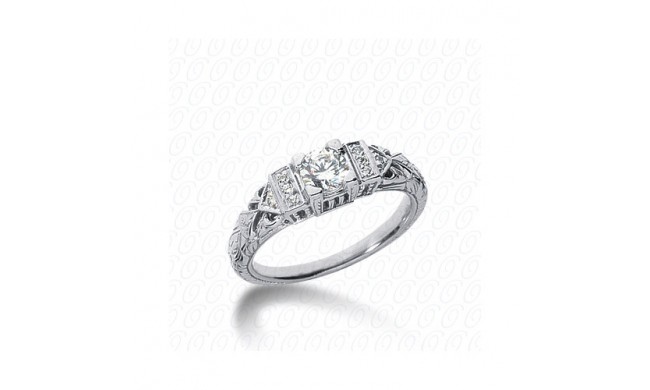 14k White Gold Diamond Semi-Mount Antique Engagement Ring