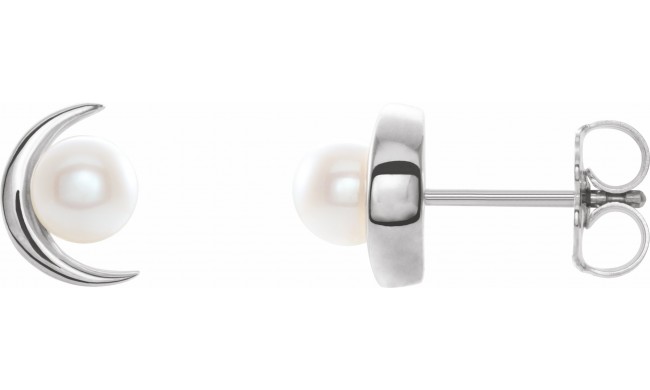 14K White Freshwater Cultured Pearl Earrings