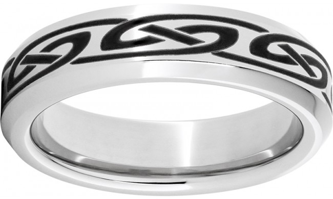 Serinium Beveled Edge Band with a Knot Laser Engraving