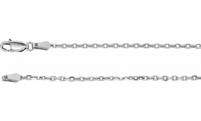 14K White 2 mm Diamond-Cut Cable 7 Chain