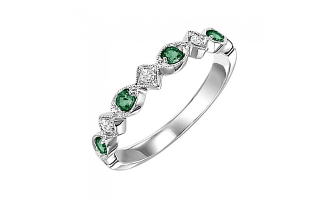 Gems One 10Kt White Gold Diamond (1/20Ctw) & Emerald (1/6 Ctw) Ring