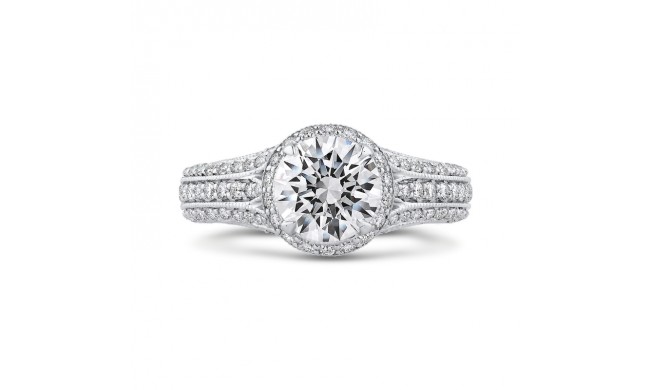 Shah Luxury 14K White Gold Round Diamond Engagement Ring with Split Shank (Semi-Mount)