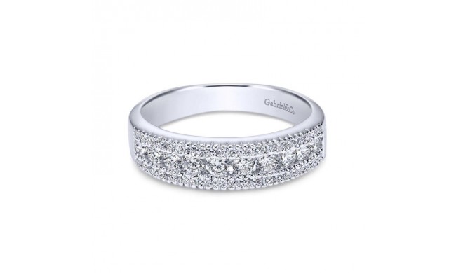 Gabriel & Co. 14k White Gold Contemporary Diamond Wedding Band