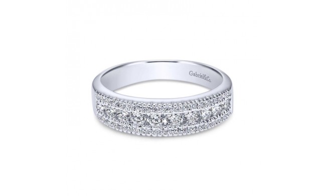 Gabriel & Co. 14k White Gold Contemporary Diamond Wedding Band