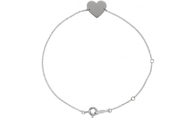 14K White Heart 7-8 Bracelet