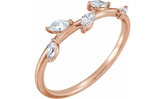 14K Rose 1/4 CTW Diamond Leaf Ring