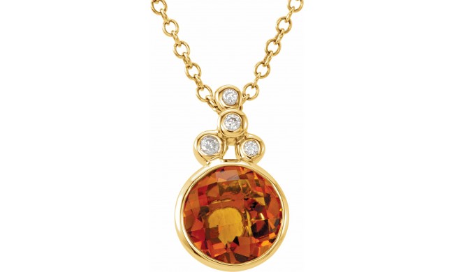14K Yellow Checkerboard Citrine & .04 CTW Diamond 18 Necklace