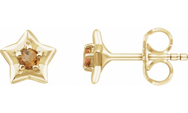 14K Yellow 3 mm Round November Youth Star Birthstone Earrings