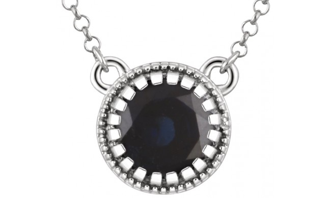 14K White Blue Sapphire September 18 Birthstone Necklace