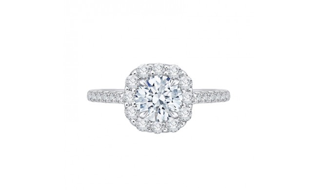 Shah Luxury Round Diamond Halo Engagement Ring In 14K White Gold (Semi-Mount)