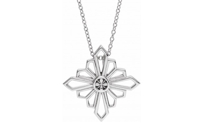14K White Vintage-Inspired Geometric 16-18 Necklace