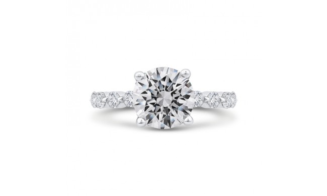 Shah Luxury Round Cut Diamond Floral Engagement Ring In 14K White Gold (With Center)