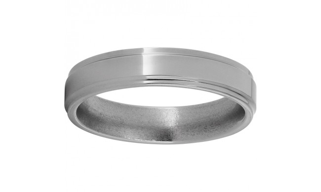 Titanium Flat Band with Grooved Edges and Polished Finish