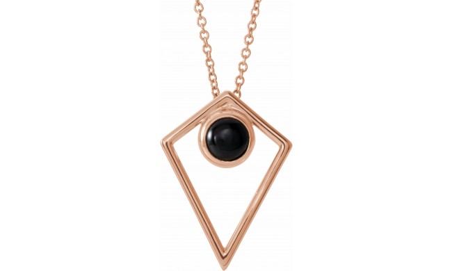 14K Rose Onyx Cabochon Pyramid 16-18 Necklace