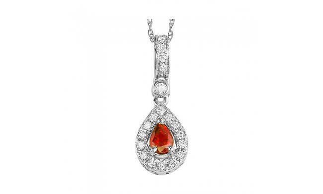 Gems One 14Kt White Gold Diamond (1/10Ctw) & Ruby (1/6 Ctw) Pendant