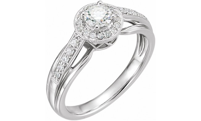 14K White 1/2 CTW Diamond Engagement Ring