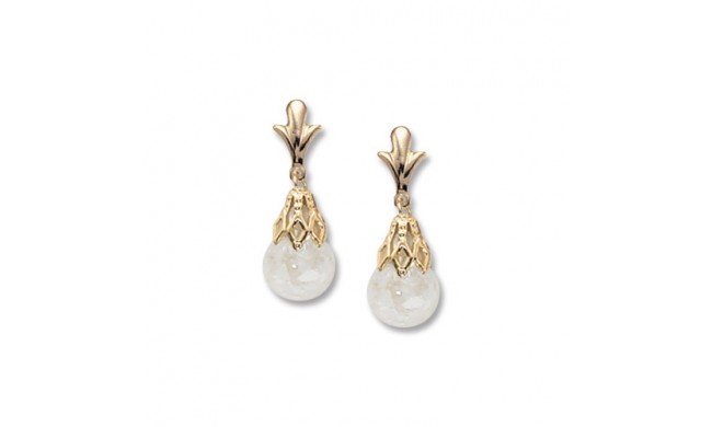 14K Yellow Gold Floating Opal Drop Earrings