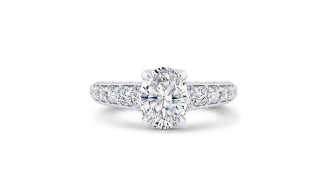 Shah Luxury Oval Diamond Engagement Ring In 14K White Gold (With Center)