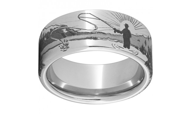 Serinium Pipe Cut Band with Sunrise Laser Engraving