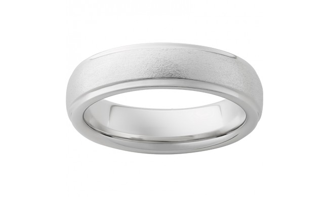 Serinium Domed Band with Grooved Edges and Stone Finish